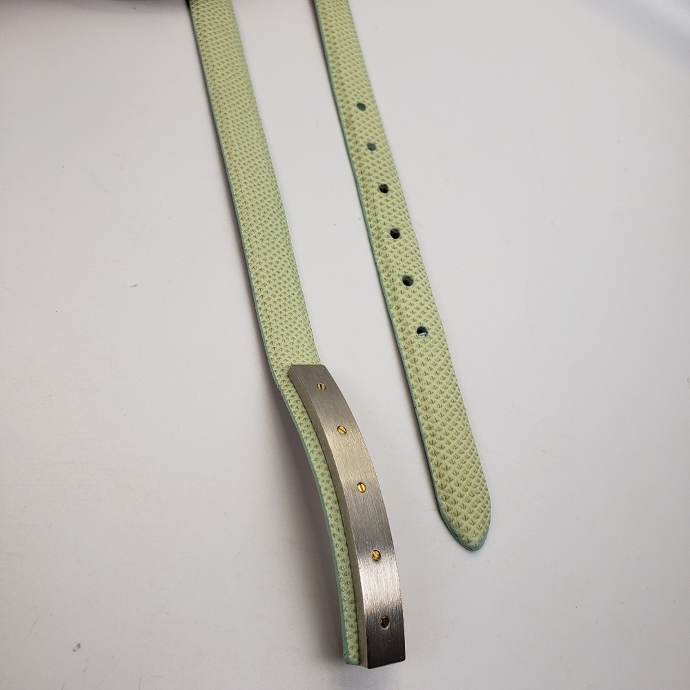 Worth Mint Green Leather Embossed Reptile w/Silver Buckle - Minimalist Small
